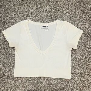 Garage Women's Cream Ribbed Crop Top